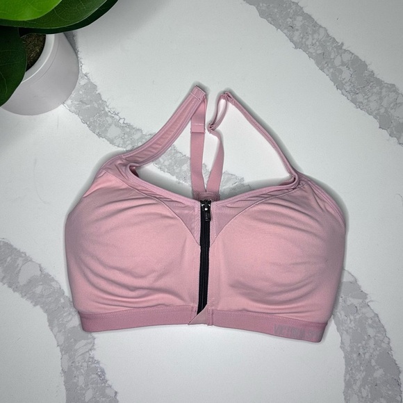 Victoria's Secret Knockout Light‎ Pink Sports Bra with Front Black Zipper 32DD - Picture 3 of 16